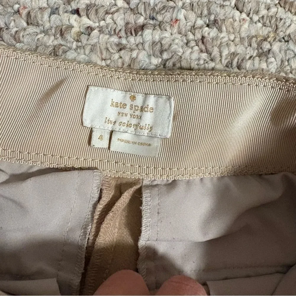 Kate Spade Khaki Beige Pull On 3-Button Pants- Size 4